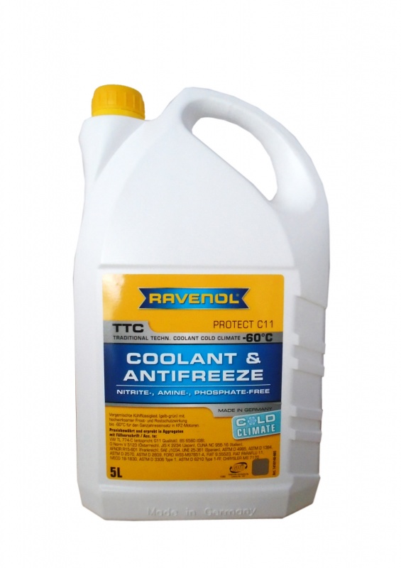 Антифриз готовый к прим. жёлтый RAVENOL TTC COLD CLIMATE -60C ( 5л)